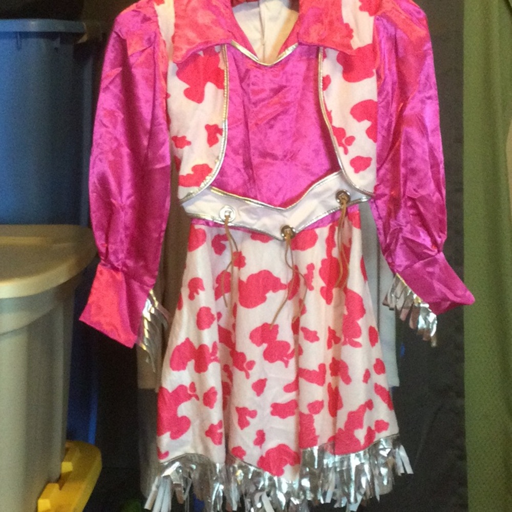 Pink and White Cowgirl Costume for Kids Sz medium